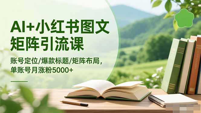 AI+小红书图文矩阵引流课：账号定位/爆款标题/矩阵布局/单账号月涨粉5000+-云泽轻创网