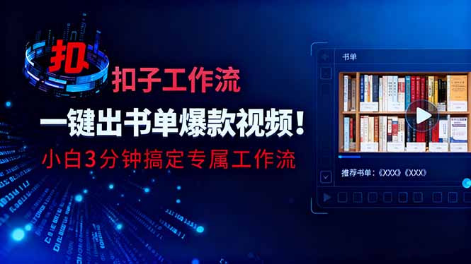 利用扣子工作流一键生成书单爆款视频，小白三分钟搞定专属工作流-云泽轻创网