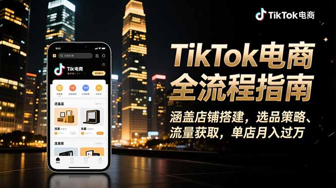 TikTok电商全流程指南，涵盖店铺搭建、选品策略、流量获取，单店月入过万-云泽轻创网