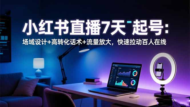 小红书直播7天起号：场域设计+高转化话术+流量放大，快速拉动百人在线-云泽轻创网