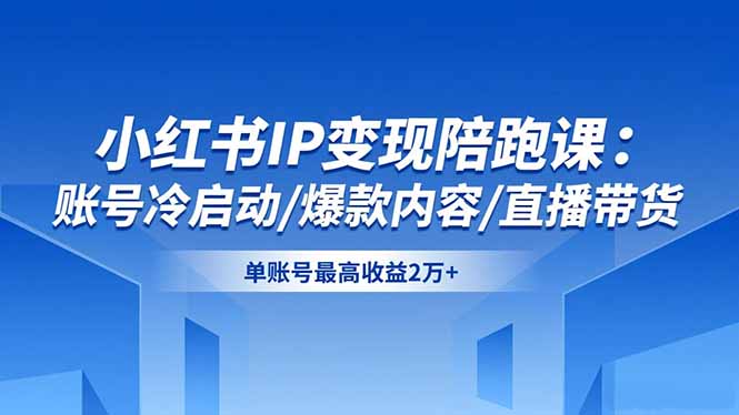小红书IP变现陪跑课：账号冷启动/爆款内容/直播带货，单账号最高收益2万+-云泽轻创网
