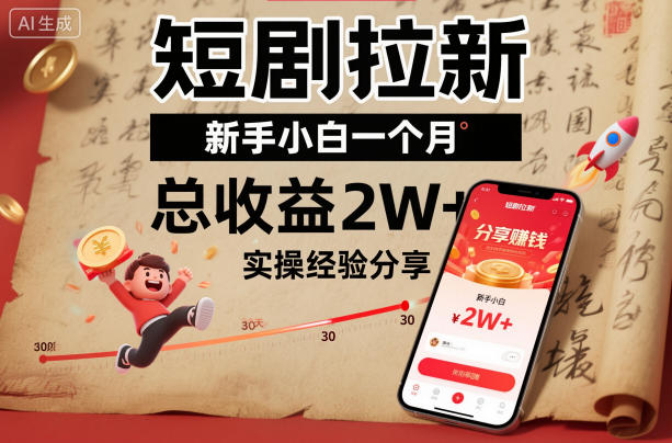 短剧拉新新手小白一个月总收益2W+实操经验分享-云泽轻创网