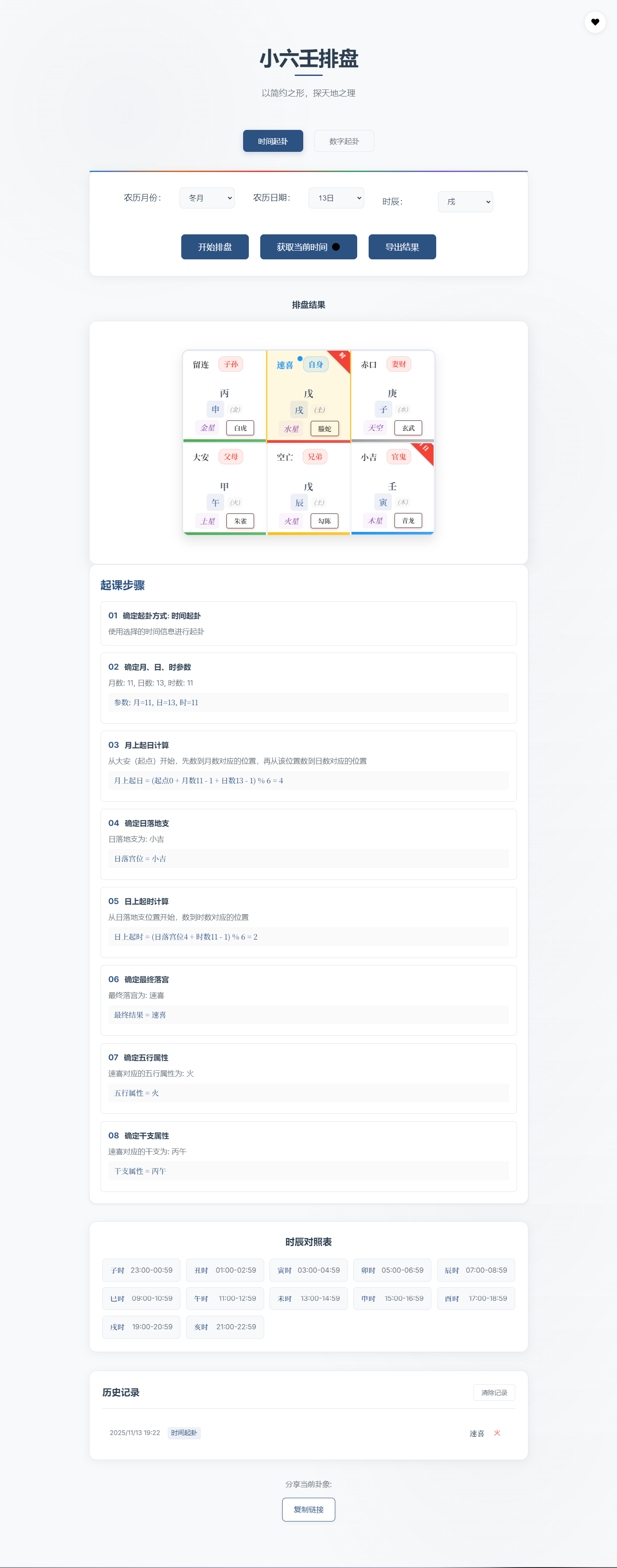 小六壬排盘工具源码 自适应双端-云泽轻创网