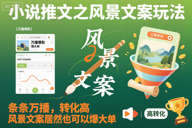 小说推文之风景文案玩法，条条万播，转化高，风景文案居然也可以爆大单！-云泽轻创网
