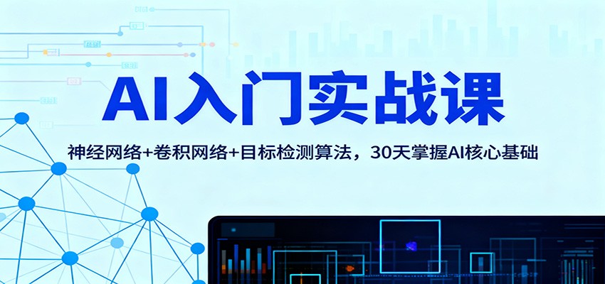 AI入门实战课:神经网络+卷积网络+目标检测算法,30天掌握AI核心基础-云泽轻创网