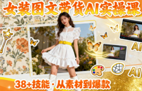 女装图文带货的AI实操课，覆盖38个实用技能，快速提升素材制作效率-云泽轻创网