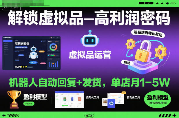 解锁虚拟品高利润密码：机器人自动回复+发货，单店月1-5W【揭秘】-云泽轻创网