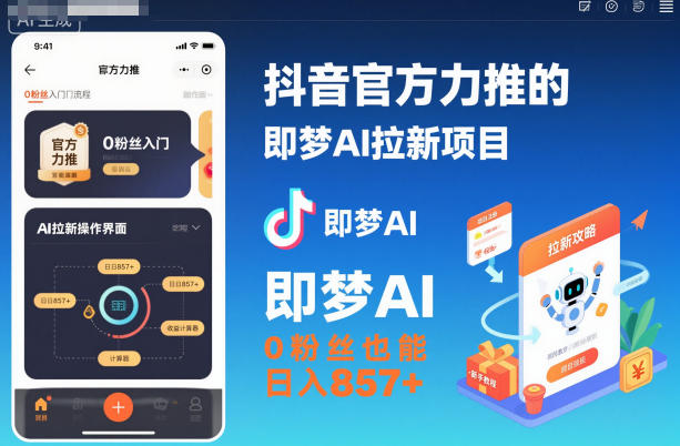 抖音官方力推的即梦AI拉新项目，0粉丝也能日入857+(附即梦AI拉新推广入口及教学)-云泽轻创网
