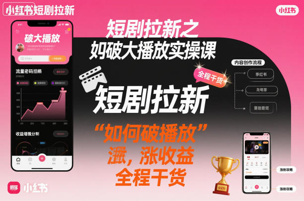 短剧拉新之小红书如何破大播放实操课，如何破播放，涨收益，全程干货-云泽轻创网