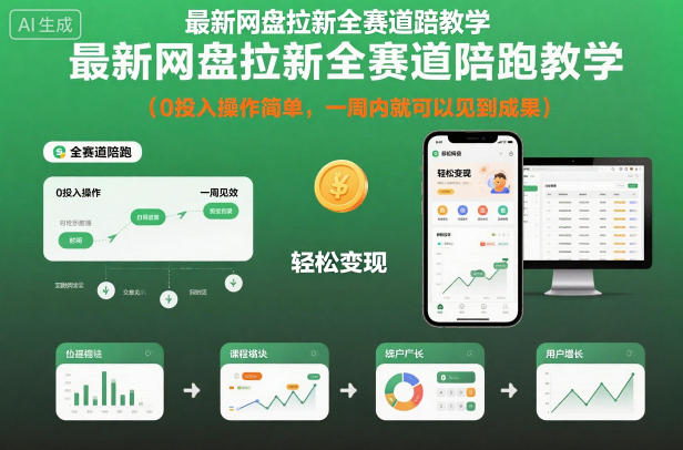 最新网盘拉新全赛道陪跑教学，0投入操作简单，一周内就可以见到成果-云泽轻创网