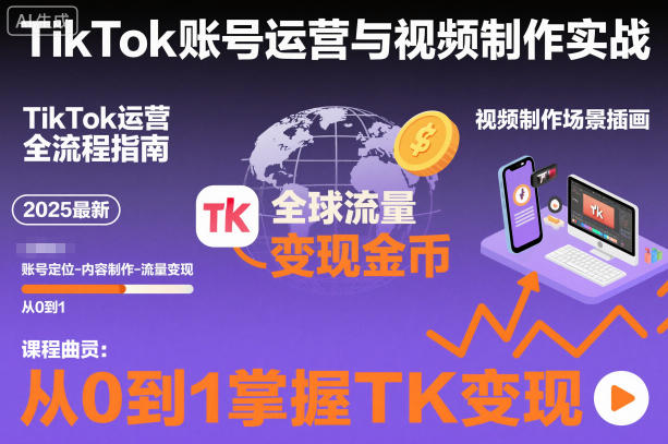 2025最新TikTok账号运营与视频制作实战全流程，从0到1掌握TK变现(含11月最新TK搬运技术)-云泽轻创网