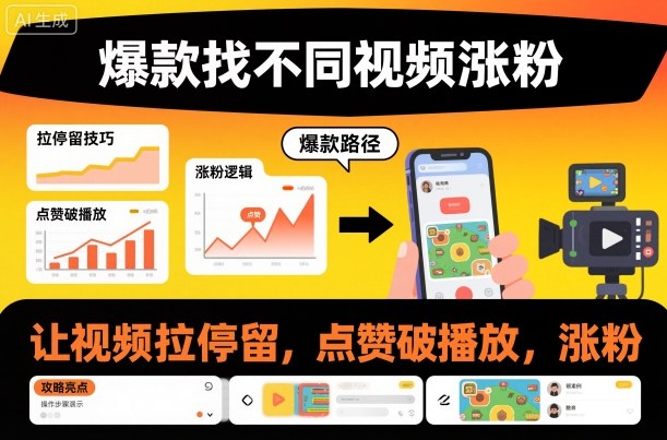 爆款找不同视频涨粉，让视频拉停留，实现点赞，破播放，涨粉-云泽轻创网
