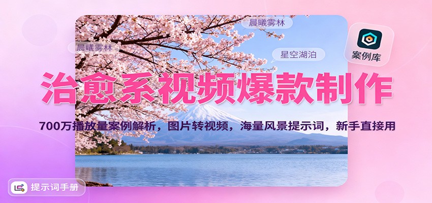 治愈系视频爆款制作，700万播放量案例解析，图片转视频，海量风景提示词，新手直接用-云泽轻创网