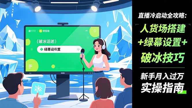直播冷启动全攻略:人货场搭建+绿幕设置+破冰技巧，新手月入过万实操指南-云泽轻创网