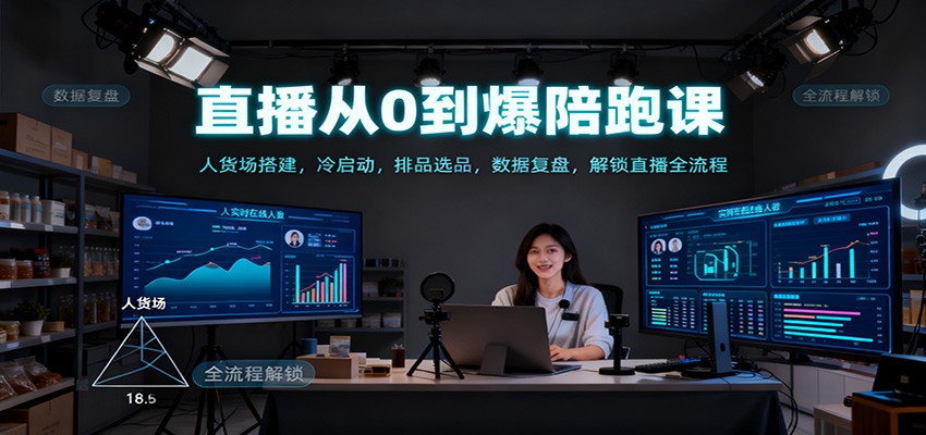 直播从0到爆陪跑课：人货场搭建，冷启动，排品选品，数据复盘，解锁直播全流程-云泽轻创网