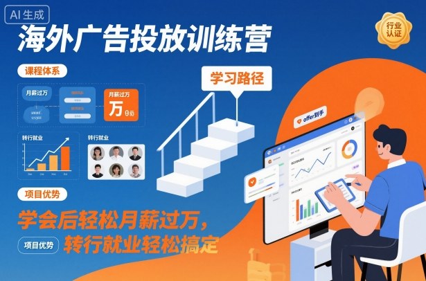 海外广告投放训练营，学会后轻松月薪过万，转行就业轻松搞定-云泽轻创网