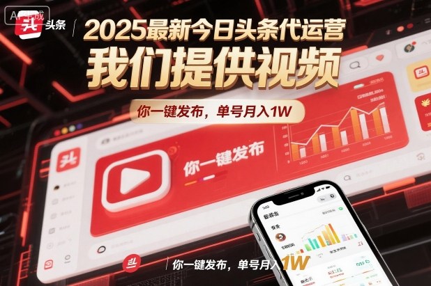 2025最新今日头条代运营，我们提供视频，你一键发布，单号月入1W【揭秘】-云泽轻创网