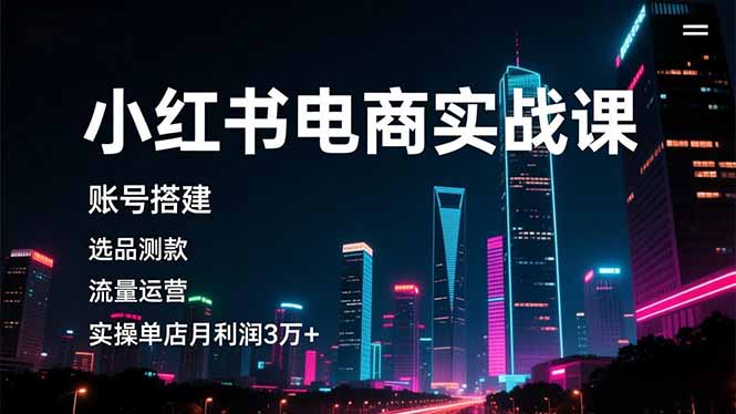 小红书电商实战课，账号搭建，选品测款，流量运营，实操月利润3万+-云泽轻创网