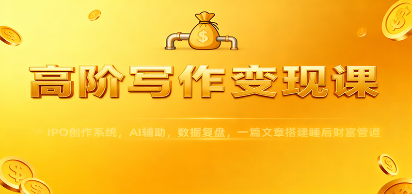 高阶写作变现课:IPO创作系统,AI辅助,数据复盘,一篇文章搭建睡后财富管道-云泽轻创网