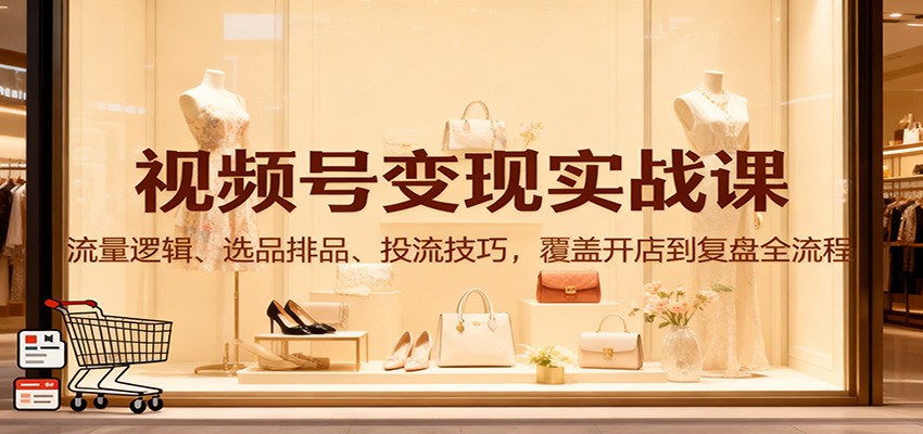视频号变现实战课:流量逻辑、选品排品、投流技巧,覆盖开店到复盘全流程-云泽轻创网