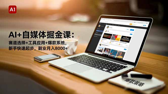 AI+自媒体掘金课：赛道选择+工具应用+爆款系统，新手快速起步，副业月入8000+-云泽轻创网
