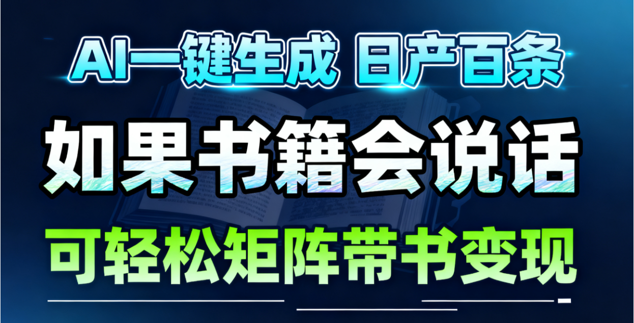 AI书籍会说话，轻松带书变现，月入3W+-云泽轻创网