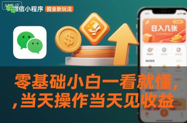 微信小程序掘金新玩法，日入几张，零基础小白一看就懂，当天操作当天见收益【揭秘】-云泽轻创网