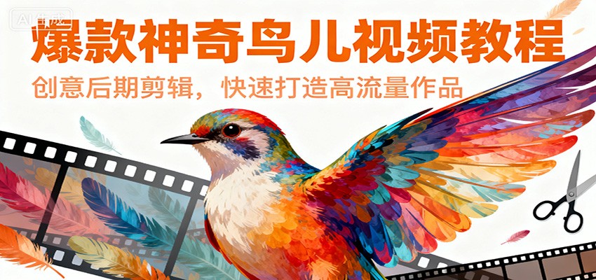 爆款神奇鸟儿视频教程，创意后期剪辑，快速打造高流量作品-云泽轻创网