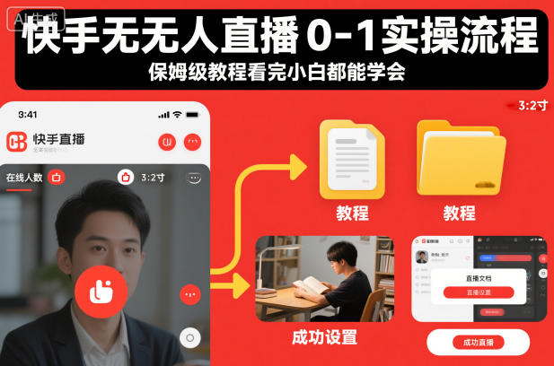 快手无人直播0-1实操流程，保姆级教程看完小白都能学会-云泽轻创网