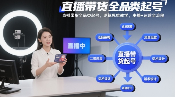 直播带货全品类起号，逻辑思维教学，主播+运营全流程-云泽轻创网