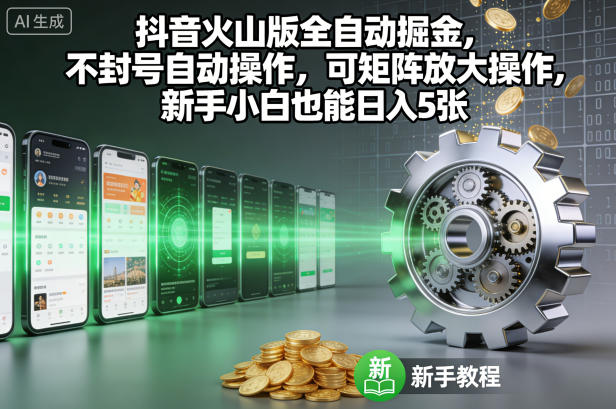 抖音火山版全自动掘金，不封号自动操作，可矩阵放大操作，新手小白也能日入5张【揭秘】-云泽轻创网