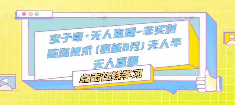 宝子哥·无人直播-非实时防风技术(更新25年12月)无人半无人直播-云泽轻创网