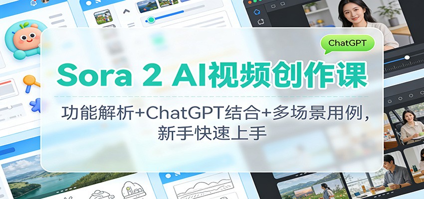 Sora 2 AI视频创作课:功能解析+ChatGPT结合+多场景用例,新手快速上手-云泽轻创网
