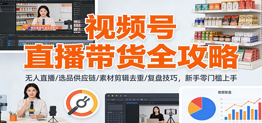 视频号直播带货全攻略：无人直播/选品供应链/素材剪辑去重/复盘技巧，零门槛上手-云泽轻创网
