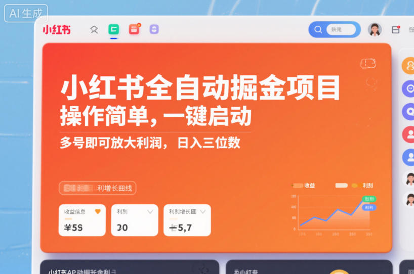 小红书全自动掘金项目，操作简单，一键启动，多号即可放大利润，日入三位数【揭秘】-云泽轻创网