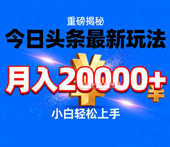 今日头条最新躺賺玩法，轻轻松松月入2W+，操作简单，小白轻松上手【揭秘】-云泽轻创网
