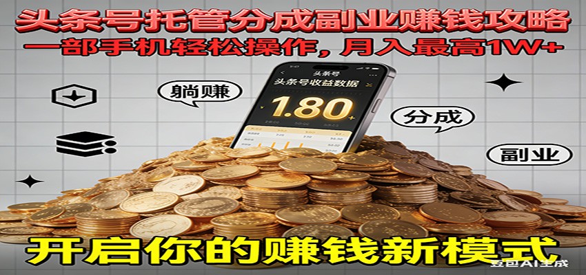 全程托管今日头条，一部手机就可以开干，最高躺赚1W+-云泽轻创网