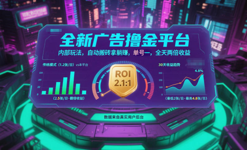 全新广告撸金平台，内部玩法，自动搬砖拿躺賺，单号一天保底2张+，全天两倍收益【揭秘】-云泽轻创网