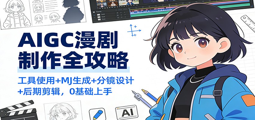 AIGC漫剧制作全攻略:工具使用+MJ生成+分镜设计+后期剪辑,0基础上手-云泽轻创网