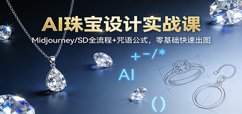 AI珠宝设计实战课：Midjourney/SD全流程+咒语公式，零基础快速出图-云泽轻创网