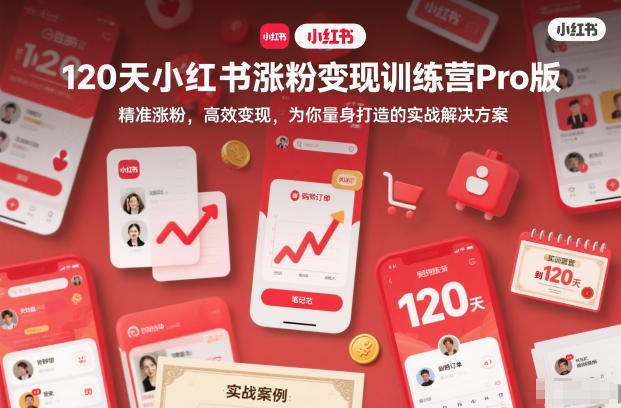 120天小红书涨粉变现训练营Pro版，​精准涨粉，高效变现​，为你量身打造的实战解决方案-云泽轻创网