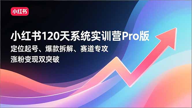小红书120天系统实训营Pro版，定位起号、爆款拆解、赛道专攻，实现涨粉变现双突破-云泽轻创网