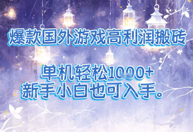 爆款国外游戏高利润搬砖项目，单机轻松1k+，新手小白也可入手【揭秘】-云泽轻创网