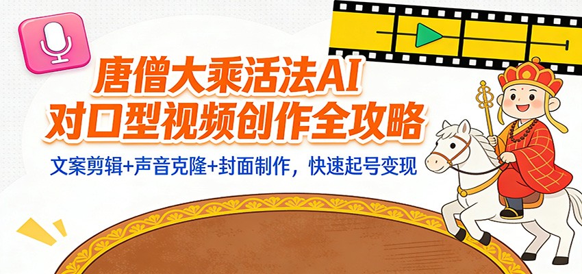 “大乘活法”AI对口型视频创作全攻略:文案剪辑+声音克隆+封面制作,快速起号变现-云泽轻创网