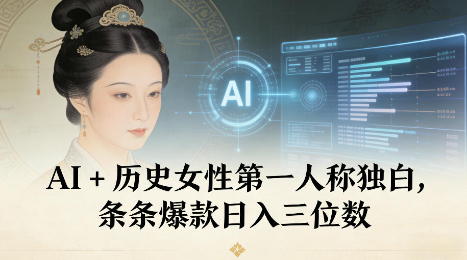 AI+历史女性第一人称独白，条条爆款日入三位数-云泽轻创网