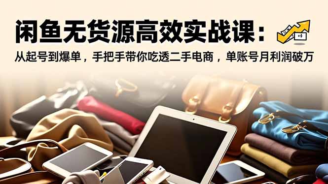 闲鱼无货源高效实战课：从起号到爆单，手把手带你吃透二手电商，单账号月利润破万-云泽轻创网