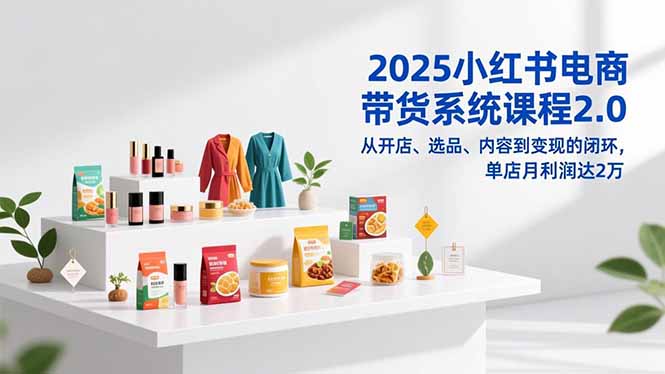 2025小红书电商带货系统课程2.0，从开店、选品、内容到变现的闭环，单店月利润达2万-云泽轻创网