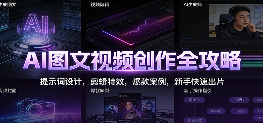 AI图文视频创作全攻略：提示词设计，剪辑特效，爆款案例，新手快速出片-云泽轻创网