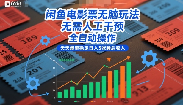 闲鱼电影票无脑玩法，无需人工干预，全自动操作，天天爆单稳定日入3张睡后收入【揭秘】-云泽轻创网