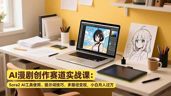 AI漫剧创作赛道实战课：Sora2 AI工具使用、提示词技巧、多路径变现，小白月入过万-云泽轻创网